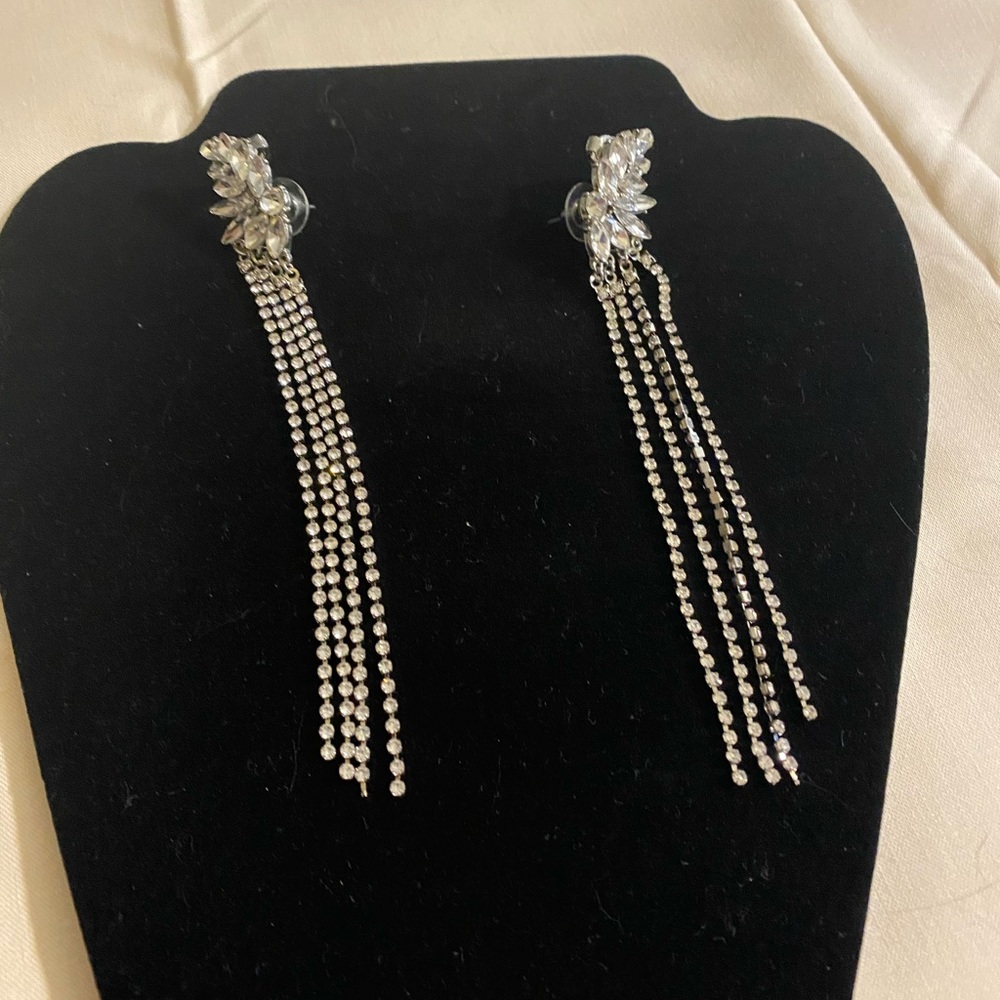 Silver and cubic zirconia dangle earrings